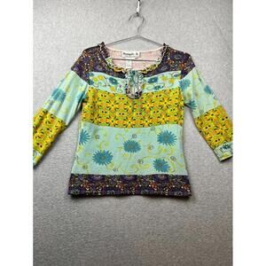 Vintage 90s y2k Joseph A Silk Knit Top Womens M Boho Ruffle Unique Phoebe